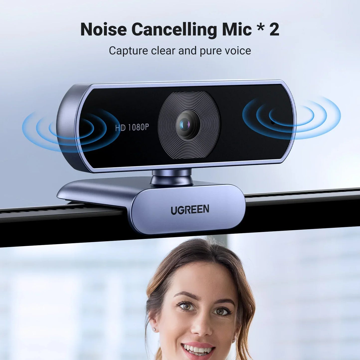 1080P HD Webcam Dual Mics Auto Light Correction Black-4