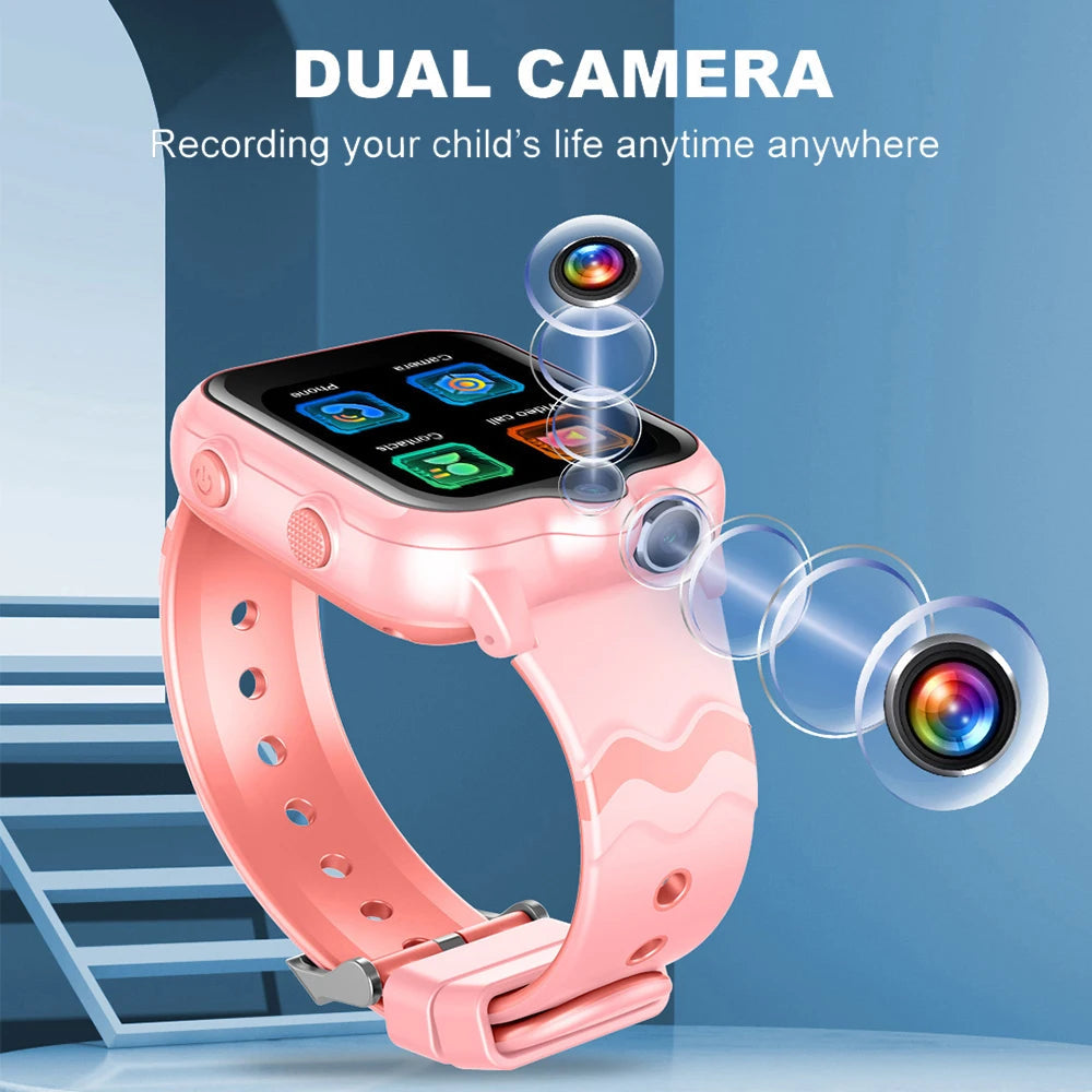 2025 New Smart Watches 4G Kids GPS AGPS LBS SOS Music Playback Dual Camera Smartwatch Waterproof 900mAh Boy Girl Children Gift WSJIT
