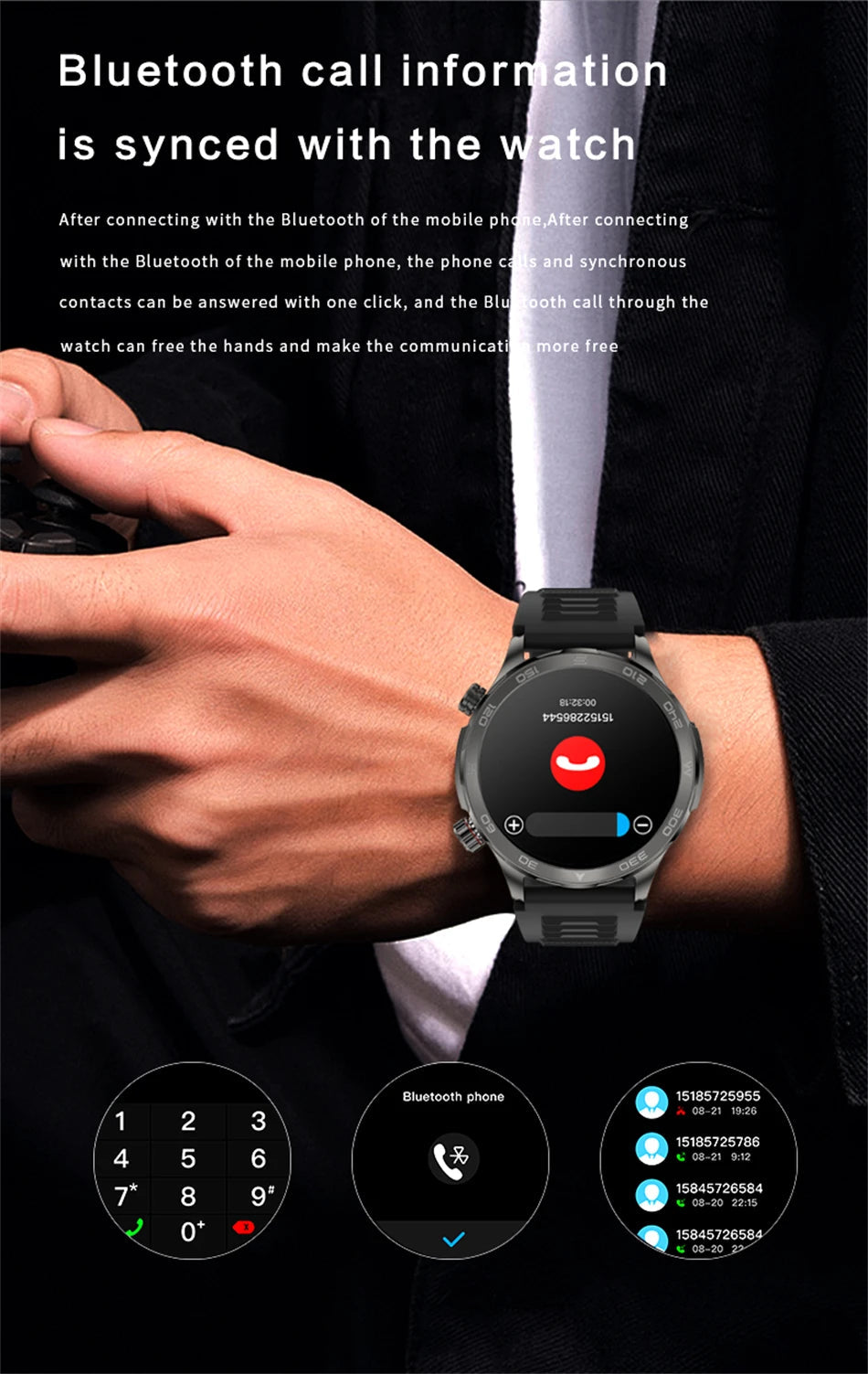 2025 New Bluetooth Call Smart Watch Men For Huawei AMOLED HD Large Screen Heart Rate NFC IP68 Waterproof GPS Sports Smart Watch WSJIT