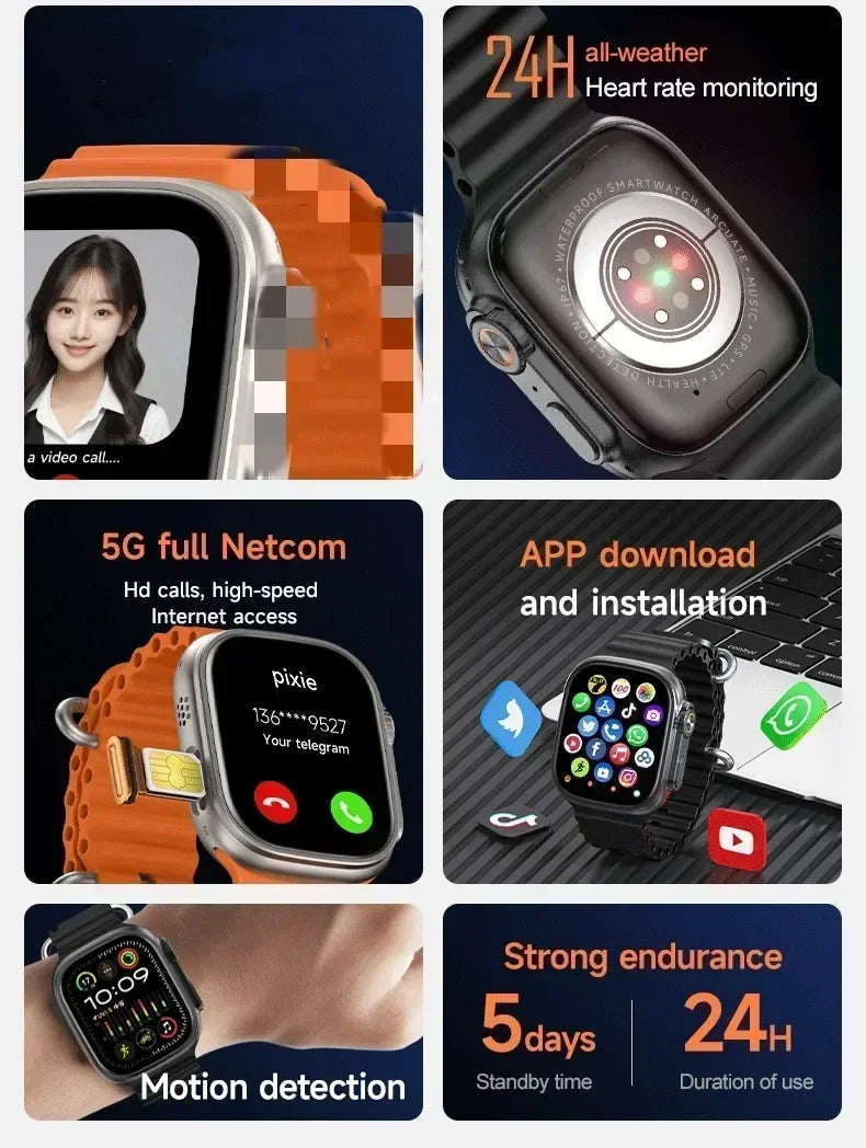 2025 New 4G All Network M53 Smart Watch Android Operating S10 System GPS Map Google Play Passometer Sleep Tracker SIM Card WSJIT