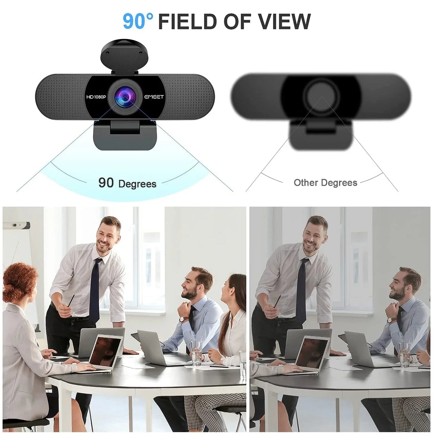 1080P HD USB Webcam Dual Noise-Canceling Mics Black-3