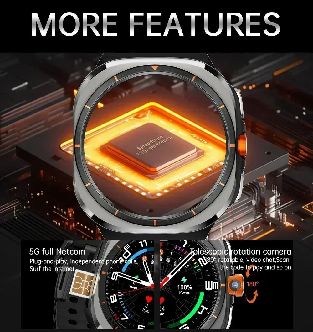 2025 New Smart Watch Android OS Smartwatch 5G Sim Card GPS WIFI Rotary Camera Global Calling 256GB Storage Amoled Screen WSJIT